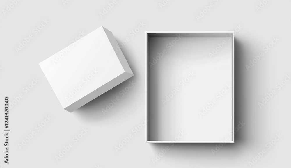 Poster white open empty box mockup, top view, isolated on a transparent background. vector illustration. --