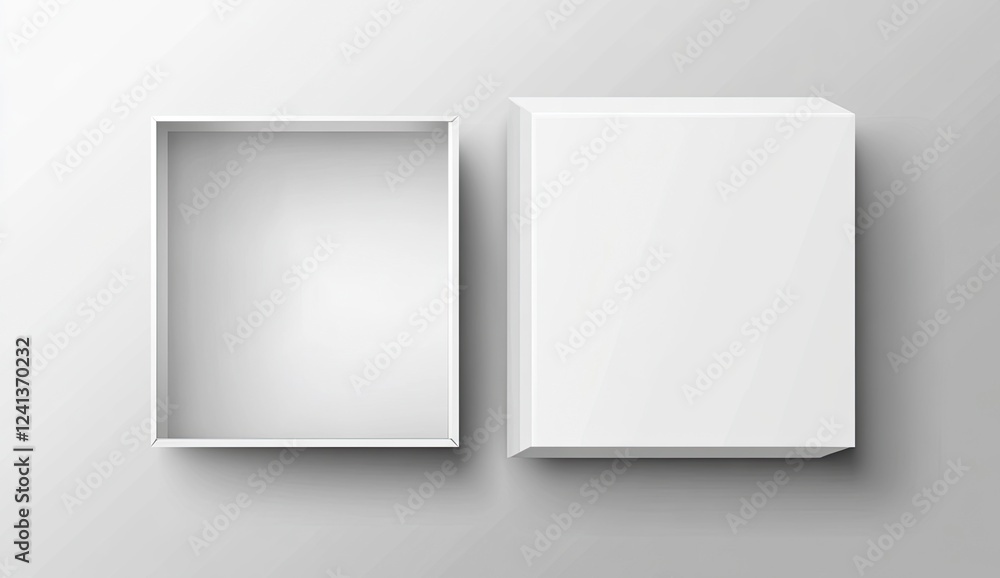 Poster white open empty box mockup, top view, isolated on a transparent background. vector illustration. --