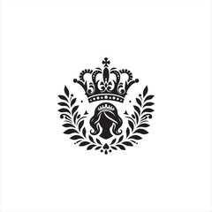 Fototapeta premium Black silhouette queen crown vector