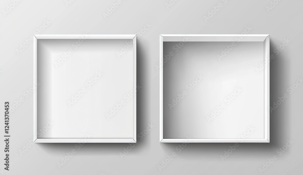 Poster white open empty box mockup, top view, isolated on a transparent background. vector illustration. --