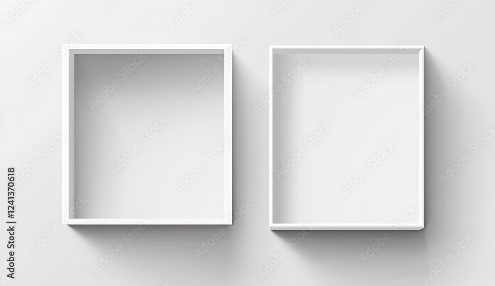Poster white open square box mockup on a transparent background, vector illustration with a clipping path, 
