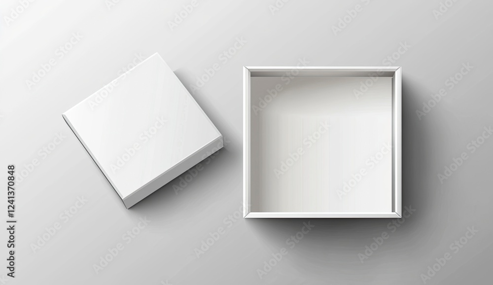 Poster white open square box mockup on a transparent background, vector illustration with a clipping path, 