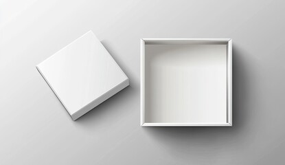 Fototapeta premium White open square box mockup on a transparent background, vector illustration with a clipping path, top view. --ar 64:37 --v 6.1 Job ID: 43c26986-003b-4521-9b60-3126ff498b3a