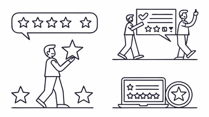 Customer review and feedback icon set