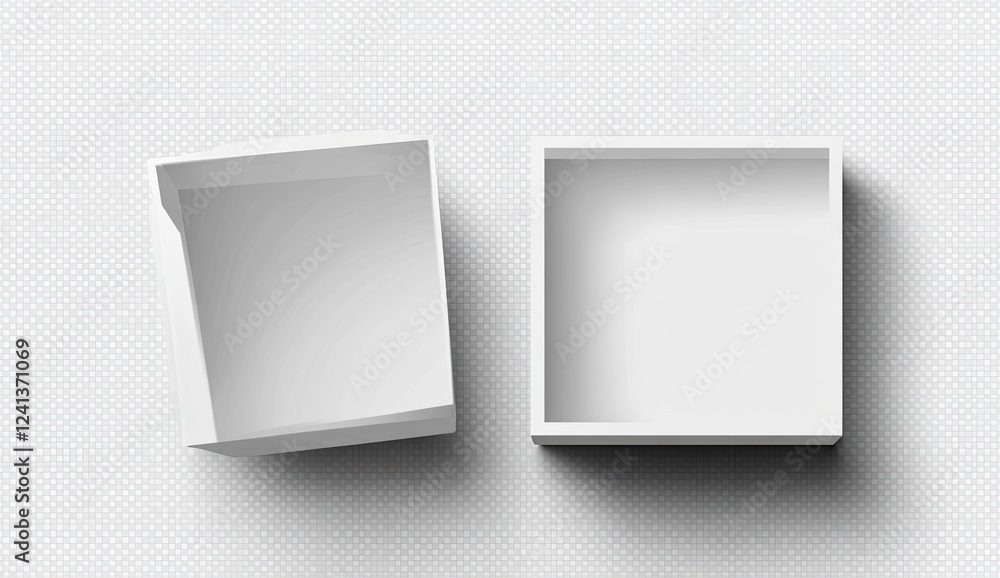 Poster white open square box mockup on a transparent background, vector illustration with a clipping path, 