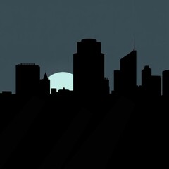 Fototapeta premium Mountains silhouettes at sunrise in color silhouetted skyline cityscape architecture illustration building city vector