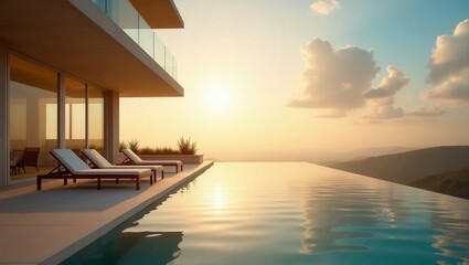 luxurious design of Balcony on Golden Hour, cinematic photography