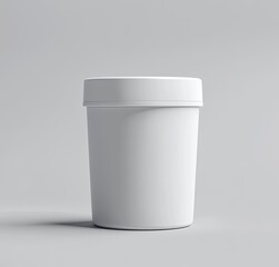 White plastic jar for medical pendant, on a gray background, mockup template, front view, high resolution, hyper-realistic, stock photography style.