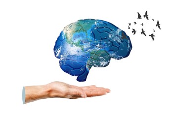 World brain concept, mental health background.