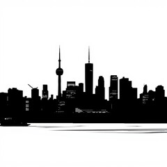 The silhouette of a city skyline emerging from a thick layer of mist creating a sense of mystery and isolation silhouetted skyline cityscape architecture illustration building city vector