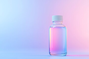 Futuristic Chromatic Energy Tonic in Sleek Transparent Glass Bottle with Cinematic Lighting