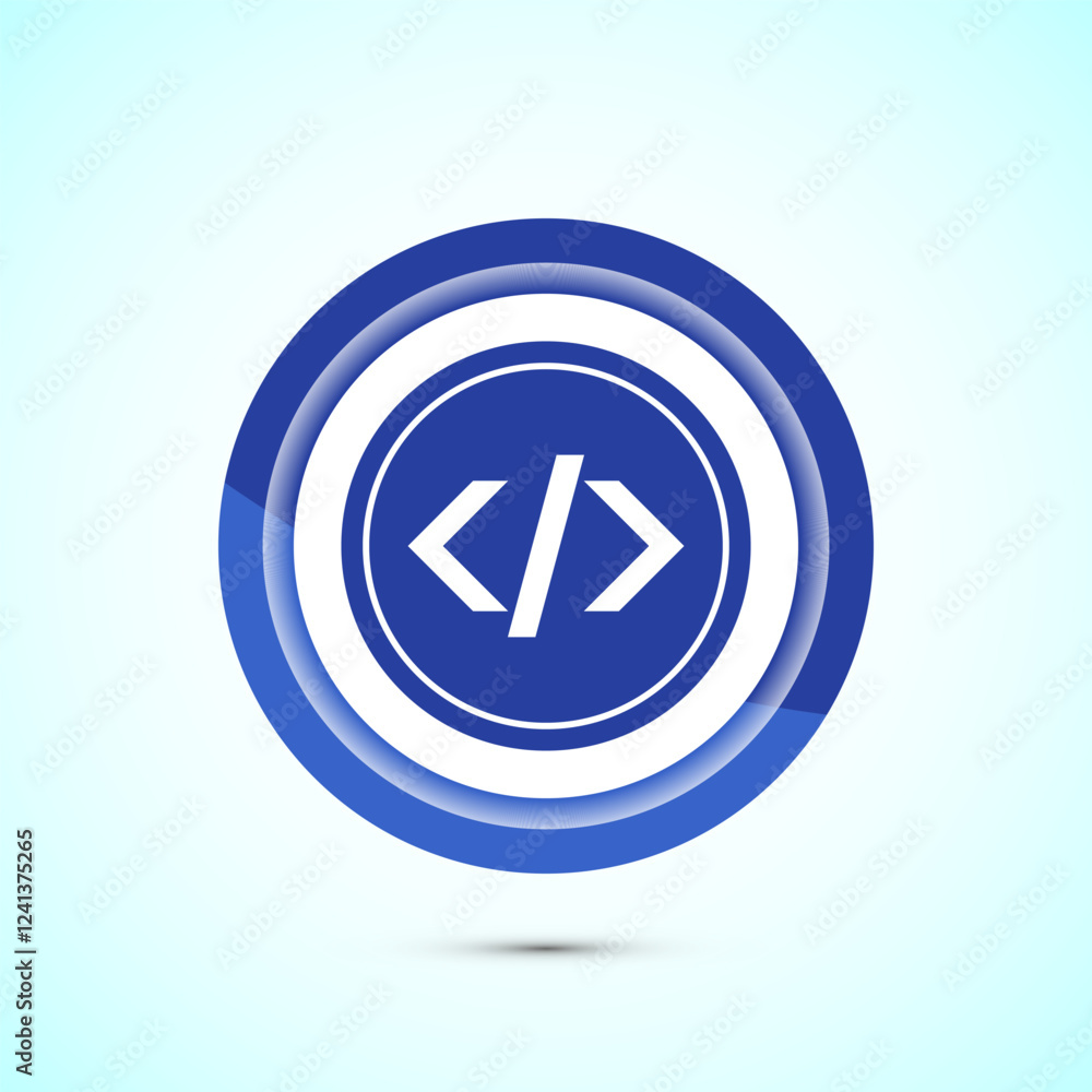 Poster coding icon design illustration, web development icon, blue color button design