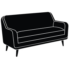 Elegant Black Silhouette of an Antique Sofa 3