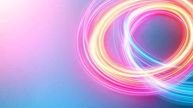 Dynamic neon light trails creating vibrant abstract shapes and patterns