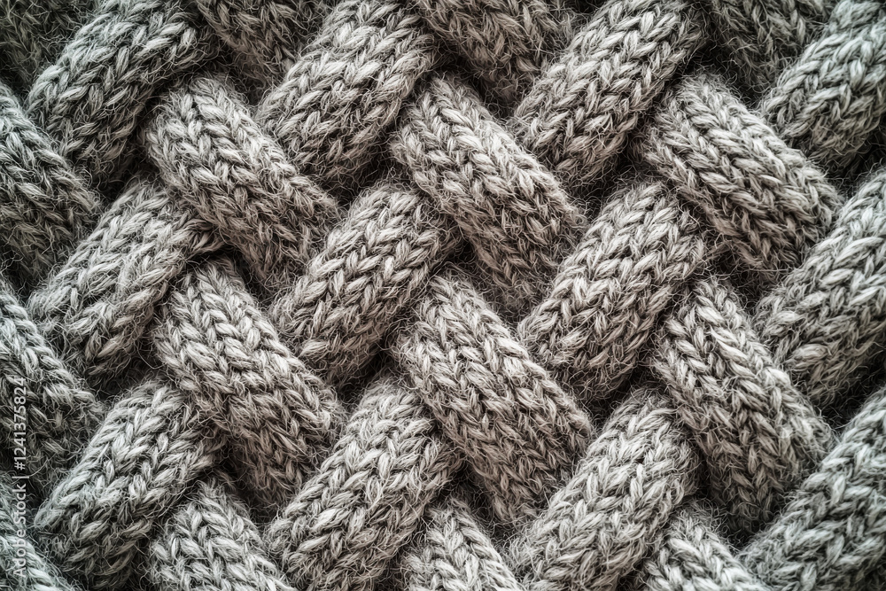 Poster elegant wool knit pattern in soft gray tones offers cozy warmth and inviting texture for various fab