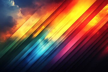 Abstract Colorful Diagonal Stripes and Cloudscape