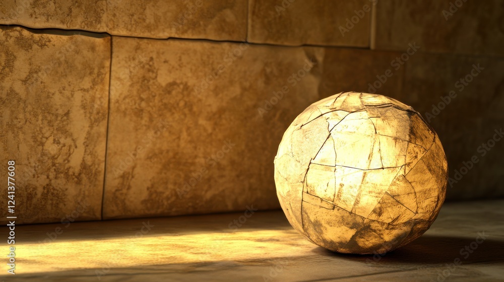 Poster warm textured sphere in 3d style with light background