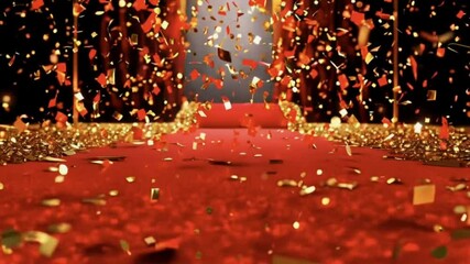 Red Carpet Glamour: A Shower of Golden Confetti - Powered by Adobe
