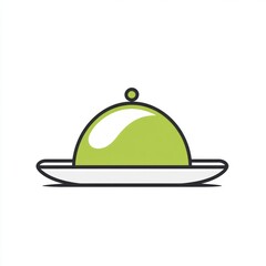 Fototapeta premium Green cloche on platter, restaurant food service