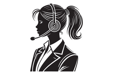 call center agent in profile view silhouette logo