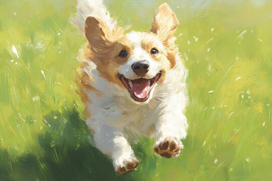 Playful pets frolic in a sunny park capturing joyous expressions amidst greenery nature ground-level view