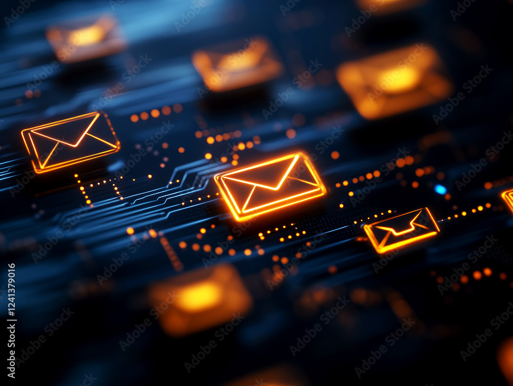 Poster digital communication enhancements through email technology cyber space digital art futuristic envir
