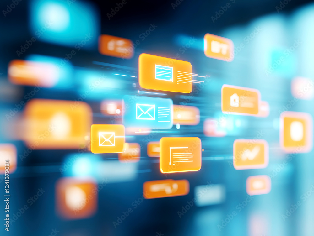 Poster dynamic digital communication design virtual workspace infographic innovative environment close-up p