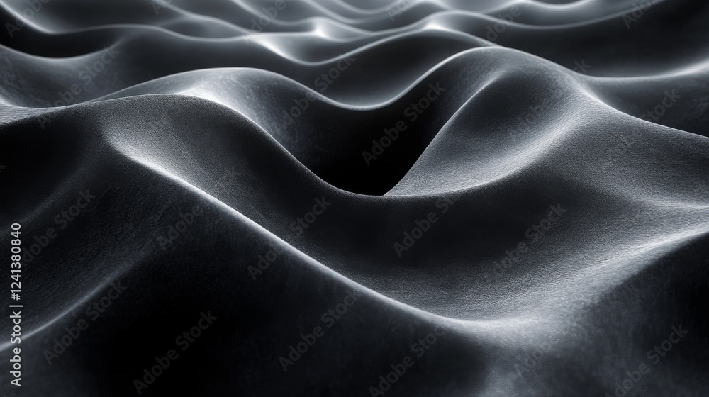 Poster Abstract Dark Grey Textured Wavy Surface: A Study in Monochromatic Undulations and Subtle Light Play