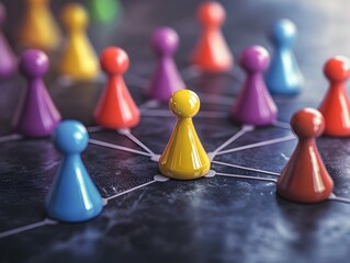 B2B Business Strategy Board Game Concept with Colorful Pawns