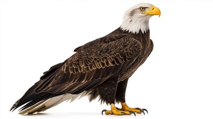 Fototapeta premium Majestic bald eagle on white backdrop.