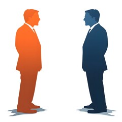 Fototapeta premium Two Conflicting Business Approaches Symbolized by Contrasting Figures
