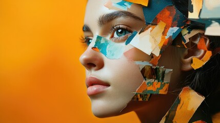 Digital Art of a Woman's Face with Abstract Elements