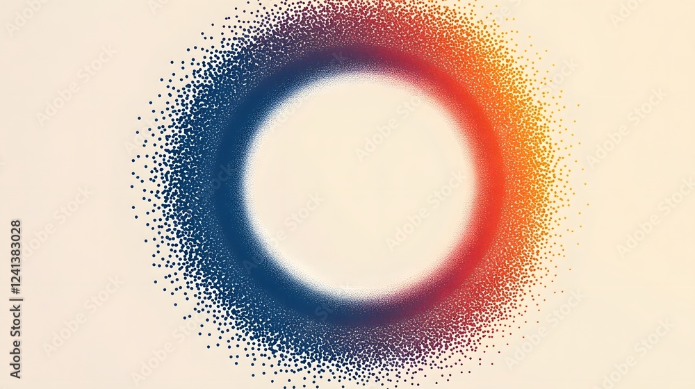 Poster vibrant radial halftone gradient design with dotted transition