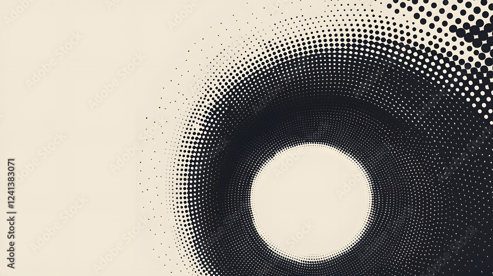 Poster radial halftone gradient with dotted transition on white background