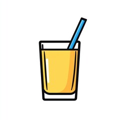 Refreshing juice drink, straw, white background, summer