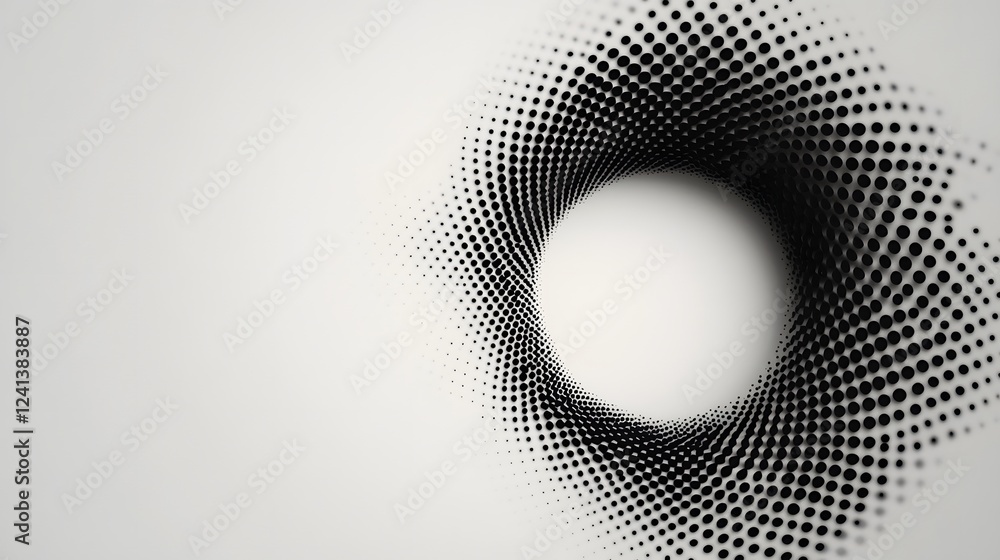 Poster captivating circular halftone distortion abstract design on white background