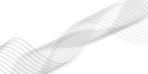 Abstract background with business and technology wave line.  Abstract wave and curved blend lines on transparent background. Modern vector background with black wavy lines. Digital frequency track. 