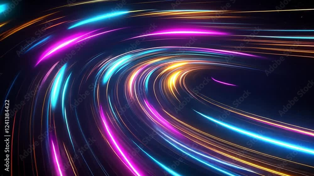 Poster colorful light trails create a mesmerizing abstract display in 4k resolution