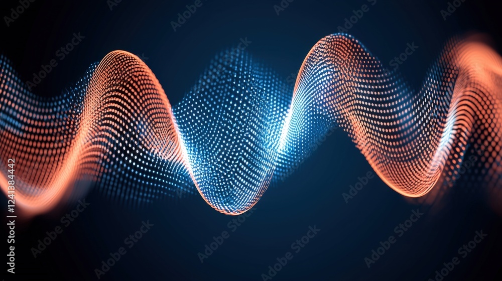 Poster dynamic sound waves visualization digital art abstract concept dark background vibrant colors motion