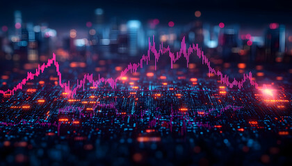 Obraz premium precise stock graph with bright upward movement