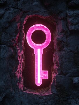 Pink Key Locked In Wall