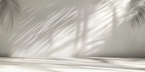 Shadows dance on a sunlit wall, capturing the warm essence of summer days and the swaying palm leaves that promise relaxation, fleeting joy, and serenity in their tranquil presence