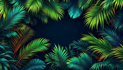 Lush Tropical Palm Leaves Background Image