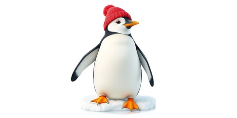 Obraz premium Arctic Antics: Penguin in Winter Wares