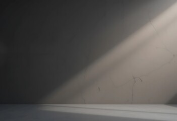 Sunlit Cracked Wall and Empty Floor Space