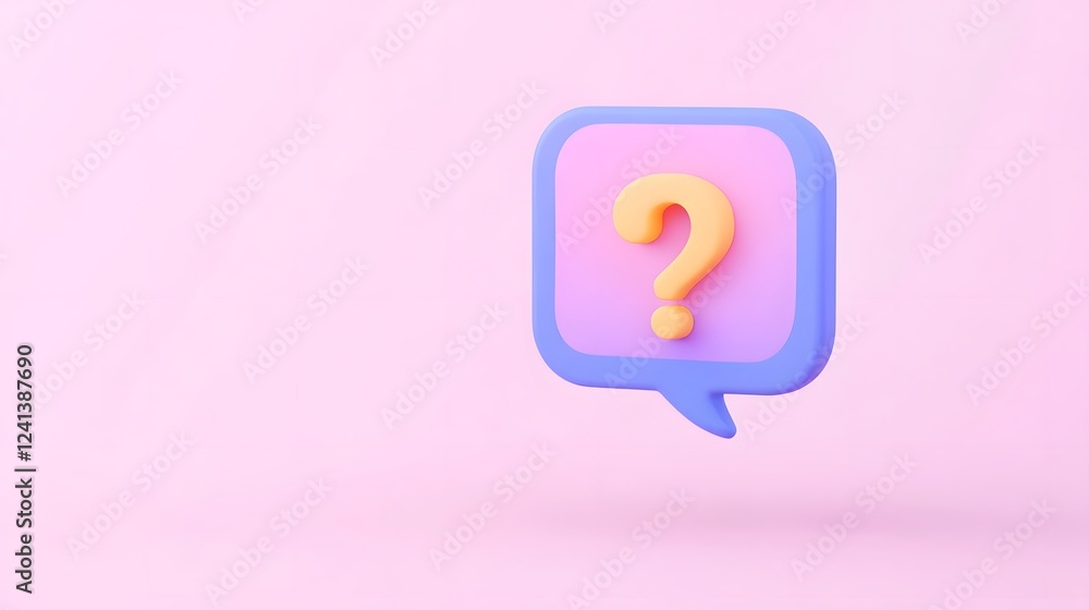Poster colorful speech bubble with question mark representing customer communication and inquiries