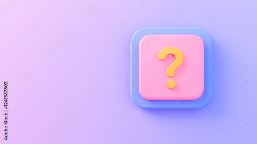 Poster colorful 3d speech bubble with question mark representing customer inquiries and communication