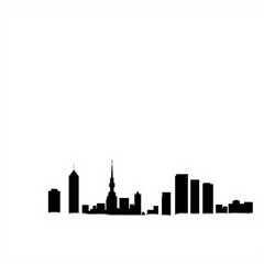 Skyline silhouette at sunset with vibrant gradient sky aesthetic and minimal design silhouetted skyline cityscape architecture illustration building city vector