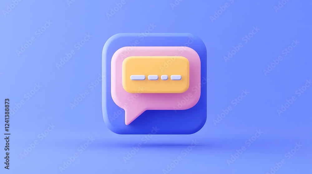 Poster 3d of speech bubble with chat symbols for digital communication and customer service concept