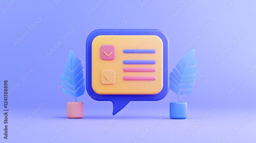 Poster digital speech bubble with chat symbols highlighting modern communication and customer service in 3d